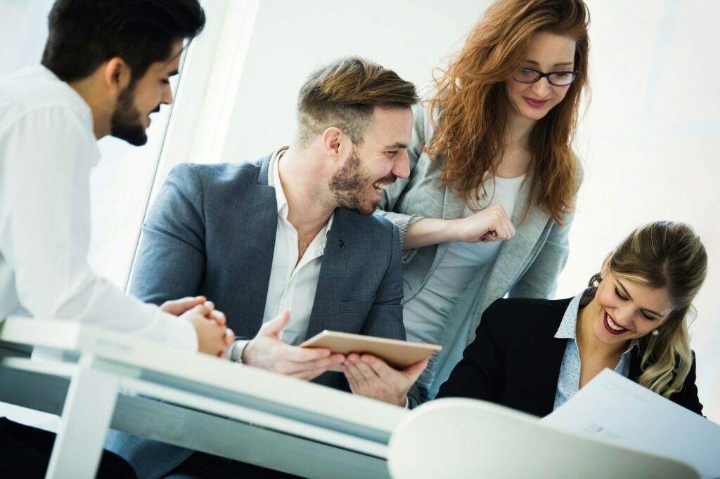 Successful company with happy workers